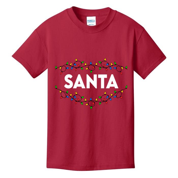 Santa Christmas Lights Funny Matching Couples Christmas Kids T-Shirt