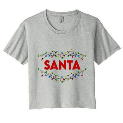 Santa Christmas Lights Funny Matching Couples Christmas Women's Crop Top Tee