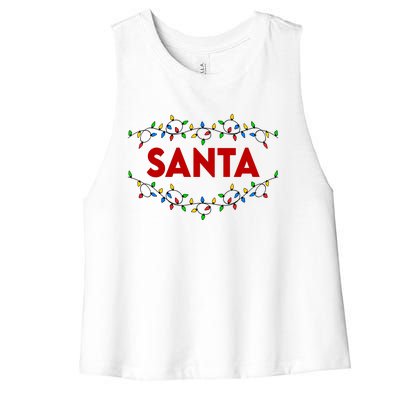 Santa Christmas Lights Funny Matching Couples Christmas Women's Racerback Cropped Tank