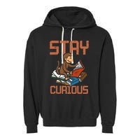 Stay Curious Monkey Reading Garment-Dyed Fleece Hoodie