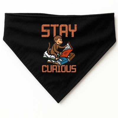Stay Curious Monkey Reading USA-Made Doggie Bandana