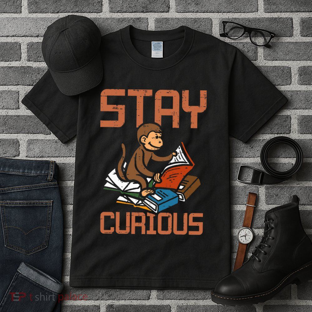 Stay Curious Monkey Reading Tall T-Shirt