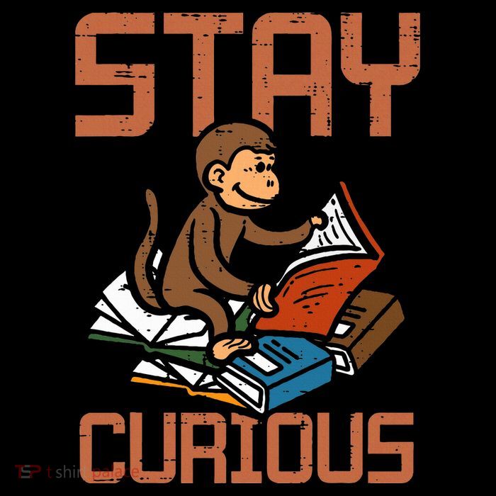 Stay Curious Monkey Reading Tall T-Shirt