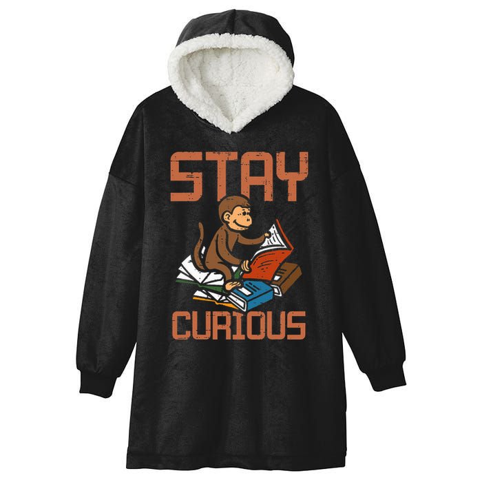 Stay Curious Monkey Reading Hooded Wearable Blanket