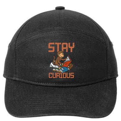 Stay Curious Monkey Reading 7-Panel Snapback Hat
