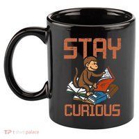 Stay Curious Monkey Reading 11oz C Handle Ceramic Mug