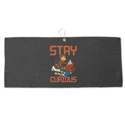 Stay Curious Monkey Reading Large Microfiber Waffle Golf Towel