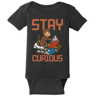 Stay Curious Monkey Reading Baby Bodysuit