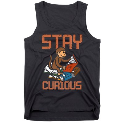 Stay Curious Monkey Reading Tank Top