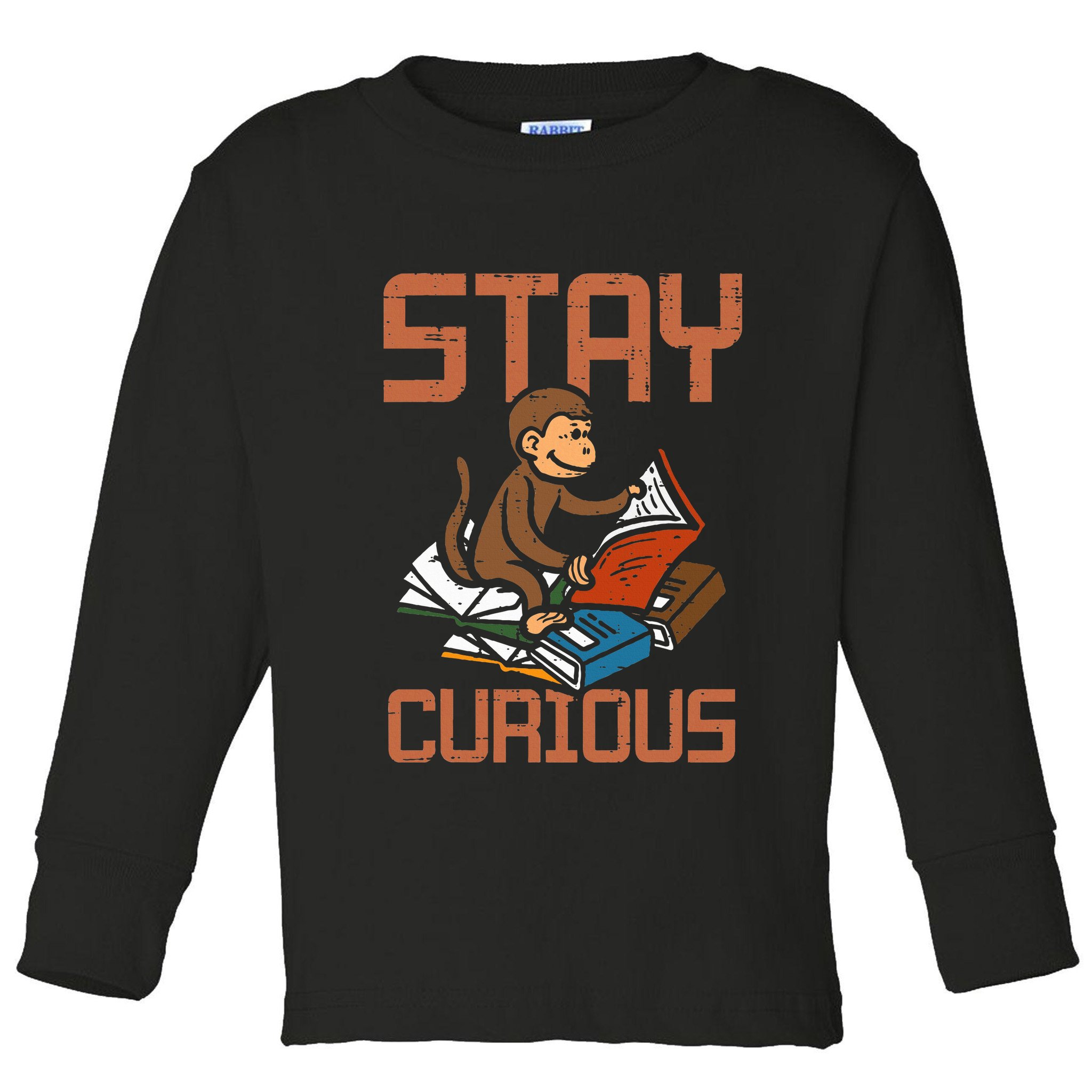 Stay Curious Monkey Reading Toddler Long Sleeve Shirt