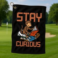 Stay Curious Monkey Reading Golf Towel