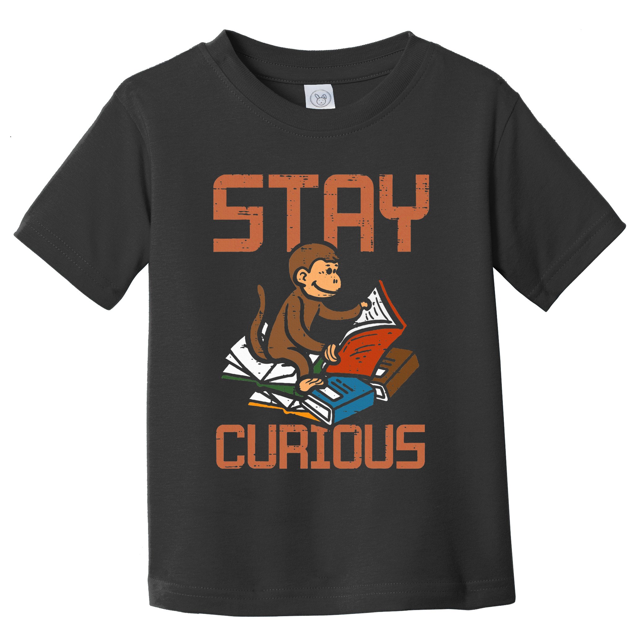 Stay Curious Monkey Reading Toddler T-Shirt
