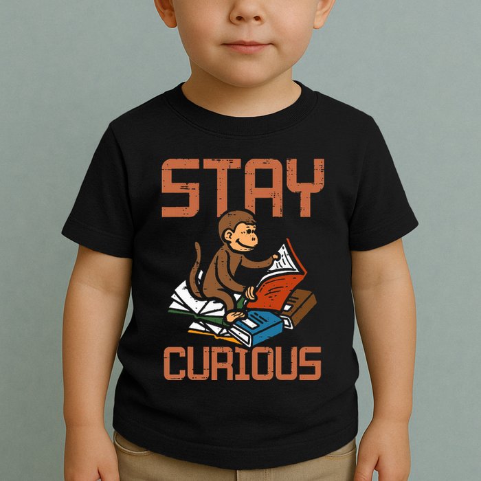 Stay Curious Monkey Reading Toddler T-Shirt