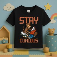 Stay Curious Monkey Reading Toddler T-Shirt