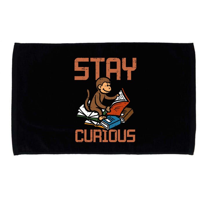 Stay Curious Monkey Reading Microfiber Hand Towel