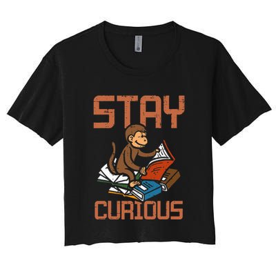 Stay Curious Monkey Reading Crop Top