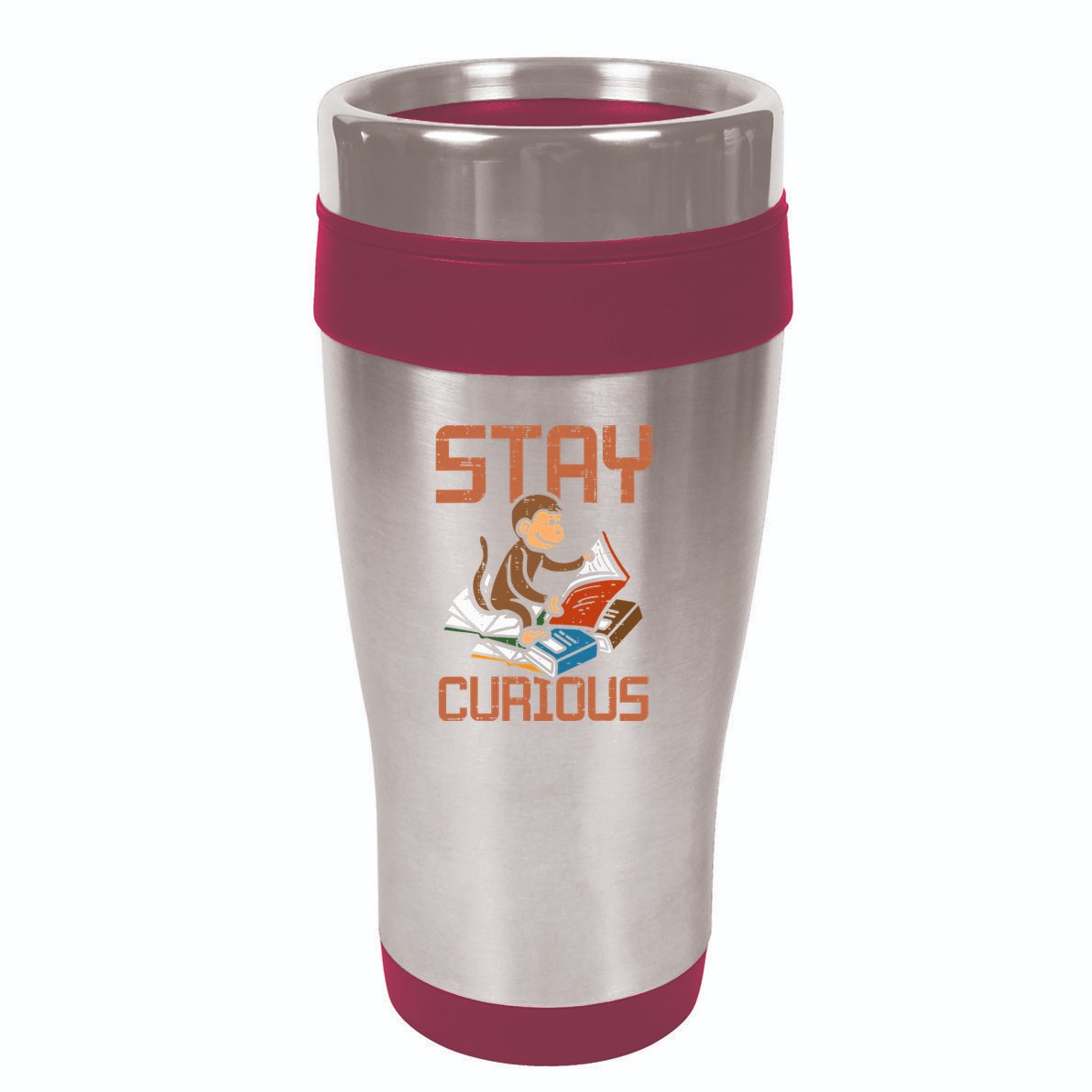 Stay Curious Monkey Reading 16oz Travel Tumbler