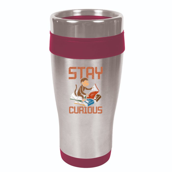 Stay Curious Monkey Reading 16oz Travel Tumbler