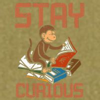 Stay Curious Monkey Reading Garment-Dyed Women's Muscle Tee