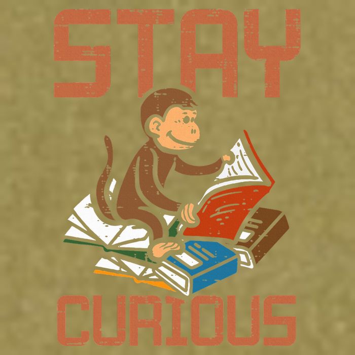 Stay Curious Monkey Reading Garment-Dyed Women's Muscle Tee