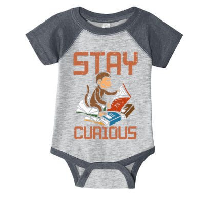 Stay Curious Monkey Reading Infant Baby Jersey Bodysuit