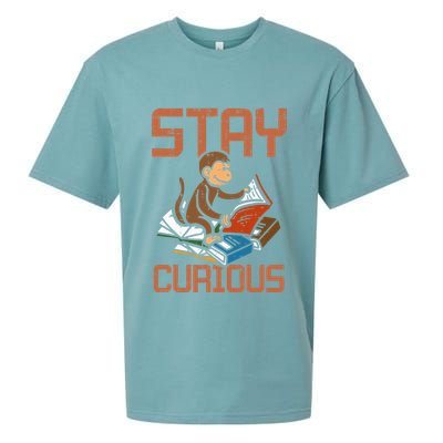 Stay Curious Monkey Reading Sueded Cloud Jersey T-Shirt