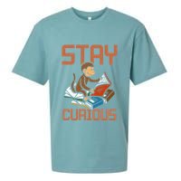 Stay Curious Monkey Reading Sueded Cloud Jersey T-Shirt