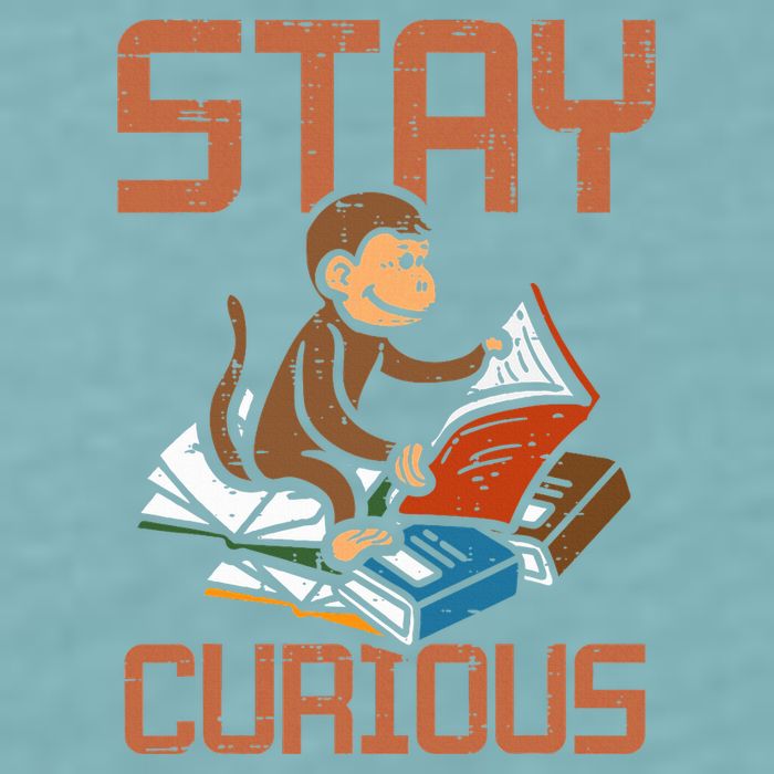 Stay Curious Monkey Reading Sueded Cloud Jersey T-Shirt