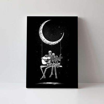 Skeleton Couple Moon Swing Playing Guitar Halloween Rock On Canvas