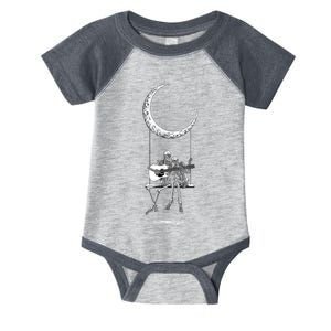 Skeleton Couple Moon Swing Playing Guitar Halloween Rock On Infant Baby Jersey Bodysuit