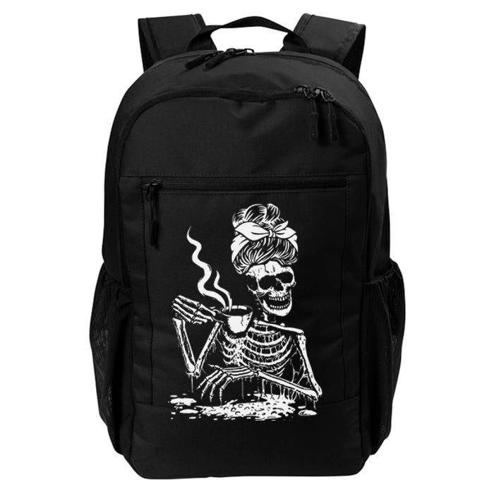 Skeleton Coffee Messy Bun Front Design Daily Commute Backpack