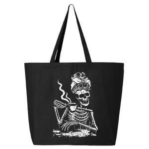 Skeleton Coffee Messy Bun Front Design 25L Jumbo Tote