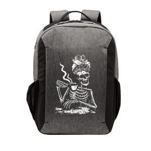 Skeleton Coffee Messy Bun Front Design Vector Backpack