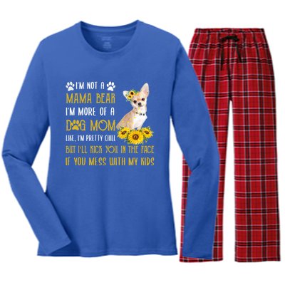 Sunflower Chihuahua Mom Mothers Day Dog Mom Gift Women's Long Sleeve Flannel Pajama Set 