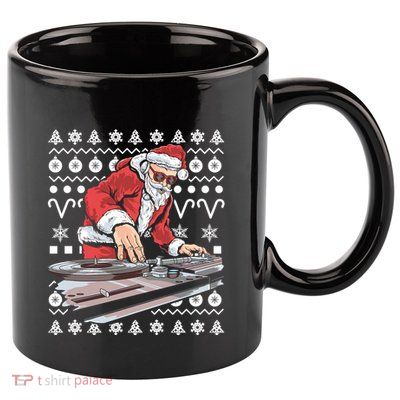Santa Claus Music Dj Ugly Christmas Cool Gift 11oz C Handle Ceramic Mug