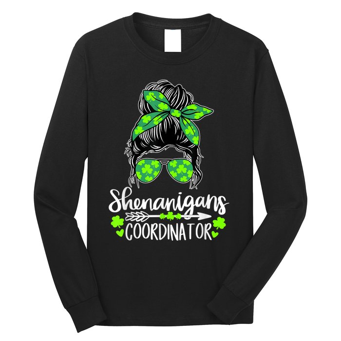 Shenanigans Coordinator Messy Bun St Patricks Day For Women Long Sleeve Shirt