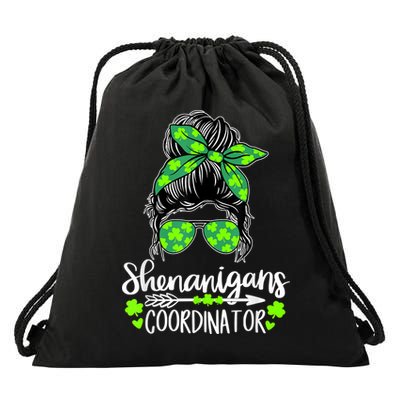 Shenanigans Coordinator Messy Bun St Patricks Day For Women Drawstring Bag