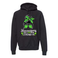 Shenanigans Coordinator Messy Bun St Patricks Day For Women Premium Hoodie