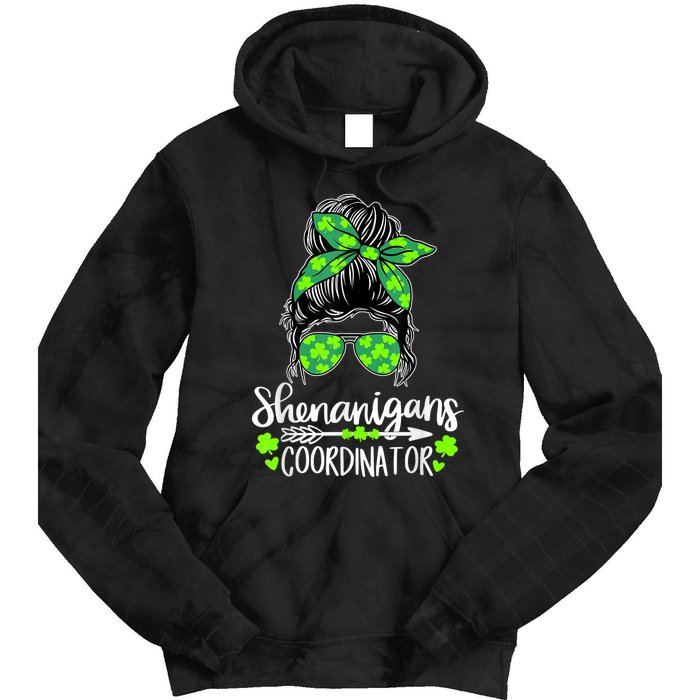 Shenanigans Coordinator Messy Bun St Patricks Day For Women Tie Dye Hoodie