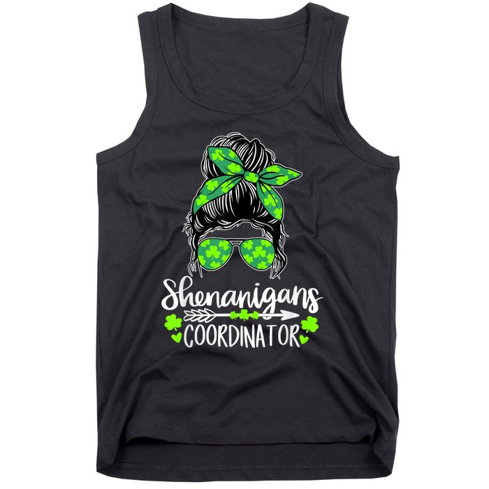 Shenanigans Coordinator Messy Bun St Patricks Day For Women Tank Top