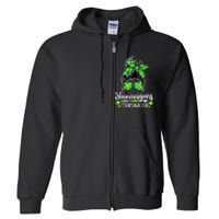 Shenanigans Coordinator Messy Bun St Patricks Day For Women Full Zip Hoodie