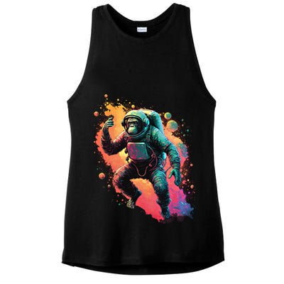 Space Chimp Monkey Astronaut Cosmonaut Cool Graphic Gift Ladies PosiCharge Tri-Blend Wicking Tank