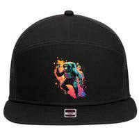 Space Chimp Monkey Astronaut Cosmonaut Cool Graphic Gift 7 Panel Mesh Trucker Snapback Hat