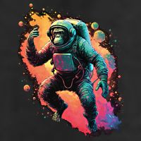 Space Chimp Monkey Astronaut Cosmonaut Cool Graphic Gift 7 Panel Mesh Trucker Snapback Hat