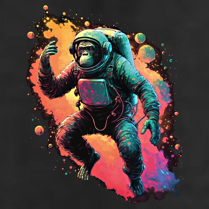 Space Chimp Monkey Astronaut Cosmonaut Cool Graphic Gift 7 Panel Mesh Trucker Snapback Hat