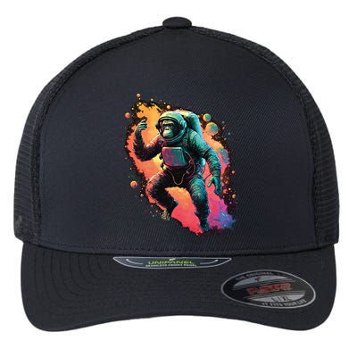 Space Chimp Monkey Astronaut Cosmonaut Cool Graphic Gift Flexfit Unipanel Trucker Cap