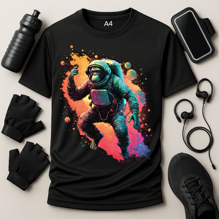 Space Chimp Monkey Astronaut Cosmonaut Cool Graphic Gift Performance Shirt