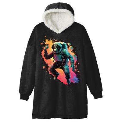 Space Chimp Monkey Astronaut Cosmonaut Cool Graphic Gift Hooded Wearable Blanket