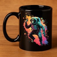 Space Chimp Monkey Astronaut Cosmonaut Cool Graphic Gift 11oz C Handle Ceramic Mug
