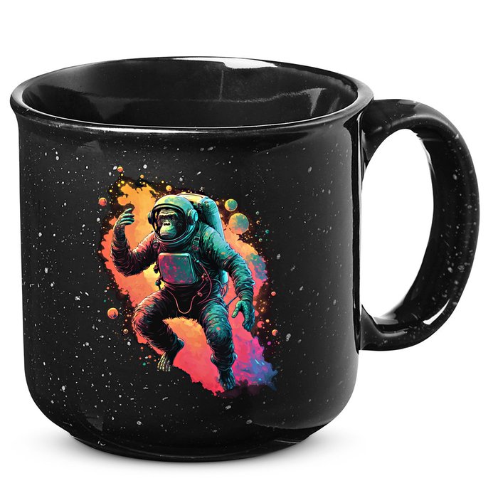 Space Chimp Monkey Astronaut Cosmonaut Cool Graphic Gift 15oz Campfire Ceramic Mug